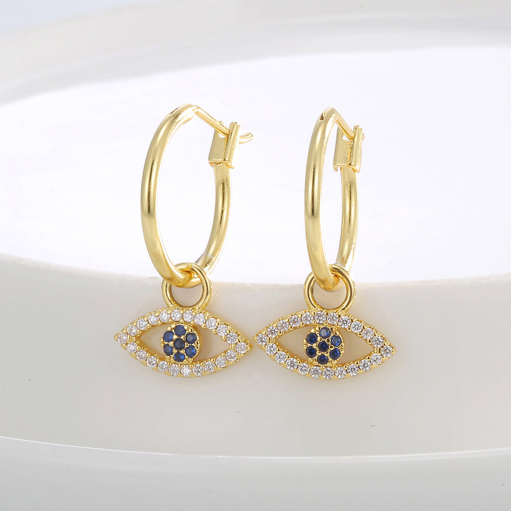 E0815 Devil's Eye Earrings Women's New Design Zircon Earrings
