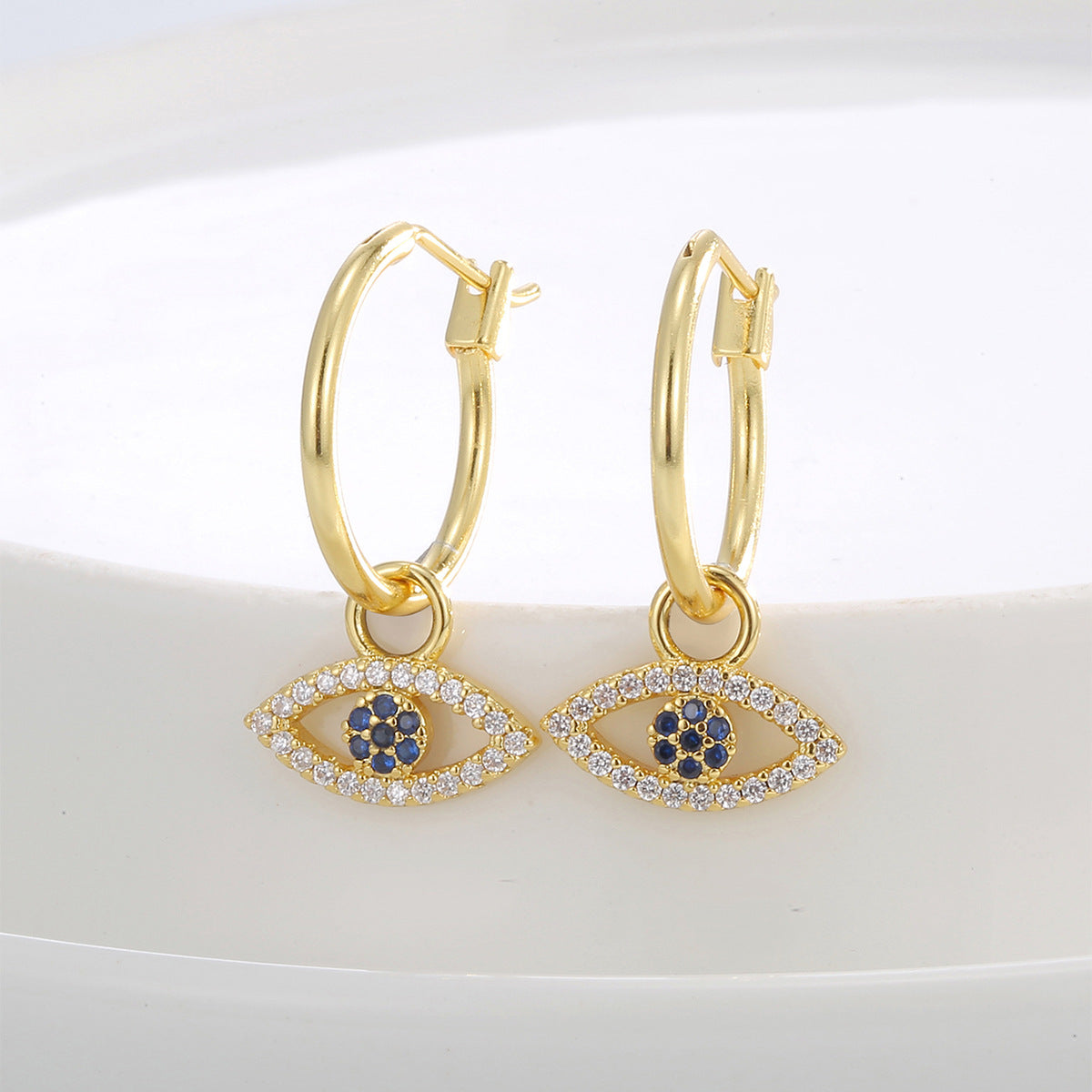 E0815 Devil's Eye Earrings Women's New Design Zircon Earrings