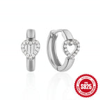 S925Sterling Silver Heart Geometric Inlaid Diamond Hoop Earrings Hot Sale Irregular Ear Clips Earrings for Women