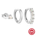 Opal and Cubic Zirconia 925 Sterling Silver Hoop Earrings — decorative detail — jewelry finish and design detail