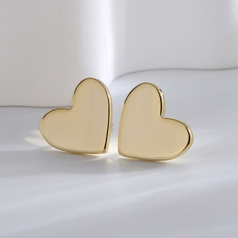 E0740 Fashion Elegant Simple Five-Pointed Star Heart Earrings for Women Copper Gold-Plated Minimalist Style Set Earrings