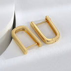 E0594 Fashion U Glossy Simple Earrings for Women Copper Gold Plated Ear Jewelry