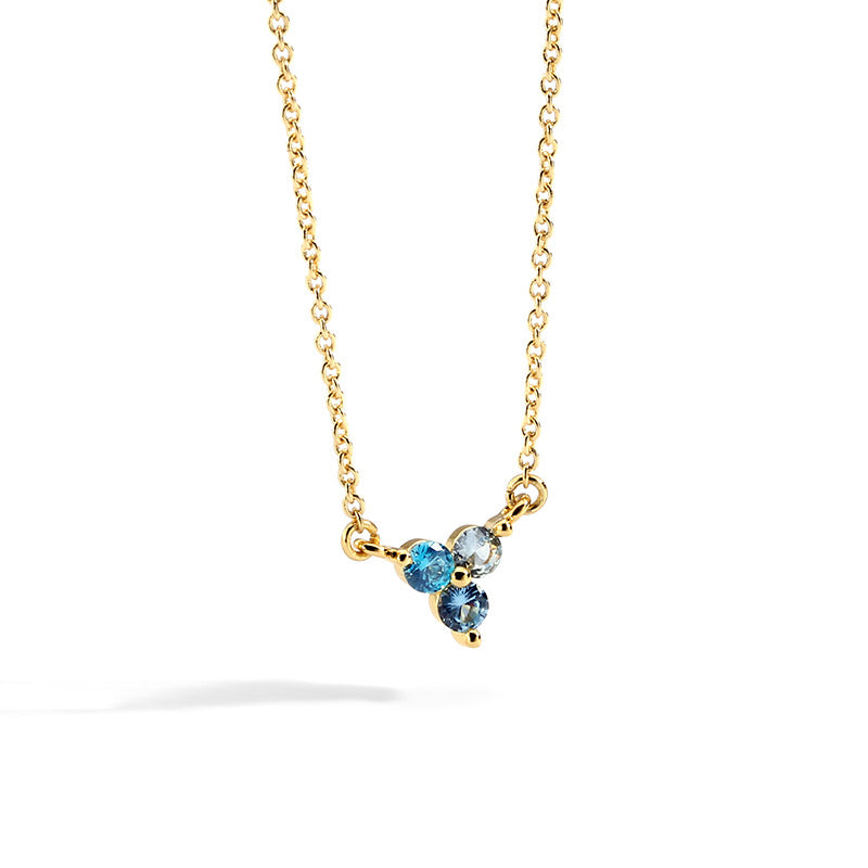 N0035Gradient Blue Zircon Necklace for Women, Minimalist and Simple, gold Neck Chain, Export Accessories