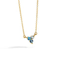 Gold-Plated Brass Minimalist Blue CZ Necklace with a minimalist design profile
