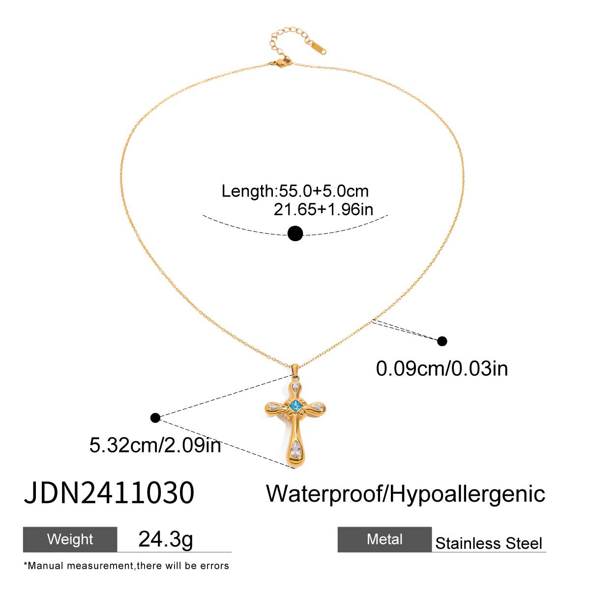 Stainless Steel Cross Necklace Jewelry Non-Fading Necklace