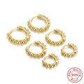 925 Sterling Silver Silver Minimalist Geometric Round Bead Stud Hoop Earrings — product image 01