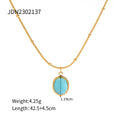Geometric Cat-Eye Stainless Steel Necklace in Gold-Tone styled for independent jewelry boutiques