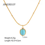 2025New Year's Stainless Steel Blue Cat's Eye Square Necklace Design Fashion Item