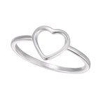 SR0040 S925Silver Thread Hollow Heart Ring for Women Sweet Design