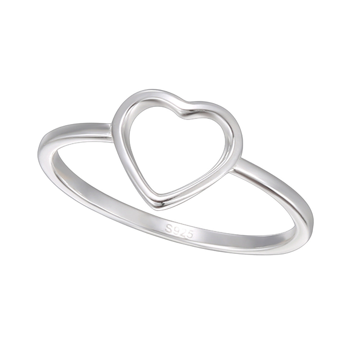 SR0040 S925Silver Thread Hollow Heart Ring for Women Sweet Design