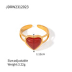 18k Gold Stainless Steel Red Agate Love Heart Necklace Pendant Earrings Ring