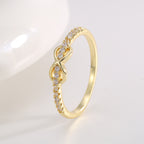 R0658 Xiaoxiang Design Ring for Women New Gold-Plated Eight-Character Knot with Zircon Inlay