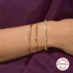 S925 Sterling Silver Paperclip Snake Bracelet Diamonds And Turquoise