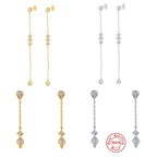 S925Sterling Silver Tassel Chain Inlaid Diamond Earrings Studs Ear Lines Japanese and Korean Ear Jewelry