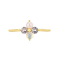 Gold-Plated Four-Leaf Clover Shell Pearl Ring — surface finish detail