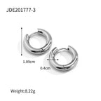 Steel Color Stainless Steel French Style Smooth Hollow Earrings Blogger Same Style Fashion Versatile Hoop Earrings for Women