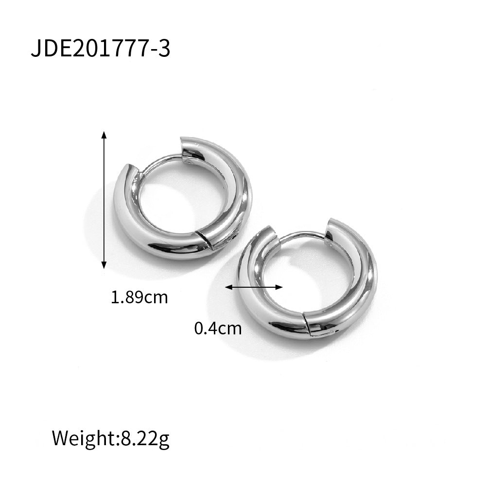 Steel Color Stainless Steel French Style Smooth Hollow Earrings Blogger Same Style Fashion Versatile Hoop Earrings for Women