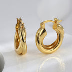 E0579 Fashion Cross Creative Glossy Texture Earrings for Women Thickened Double Layer Simple Hollow Hoop Earrings