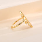 R0439 Classic Retro Design Diamond-Shaped Lace Ring for Women Brass Gold-Plated Personality Hollow Design