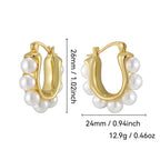 Gold-Plated Brass Shell Pearl Earrings with Minimalist Detail with pearl design details