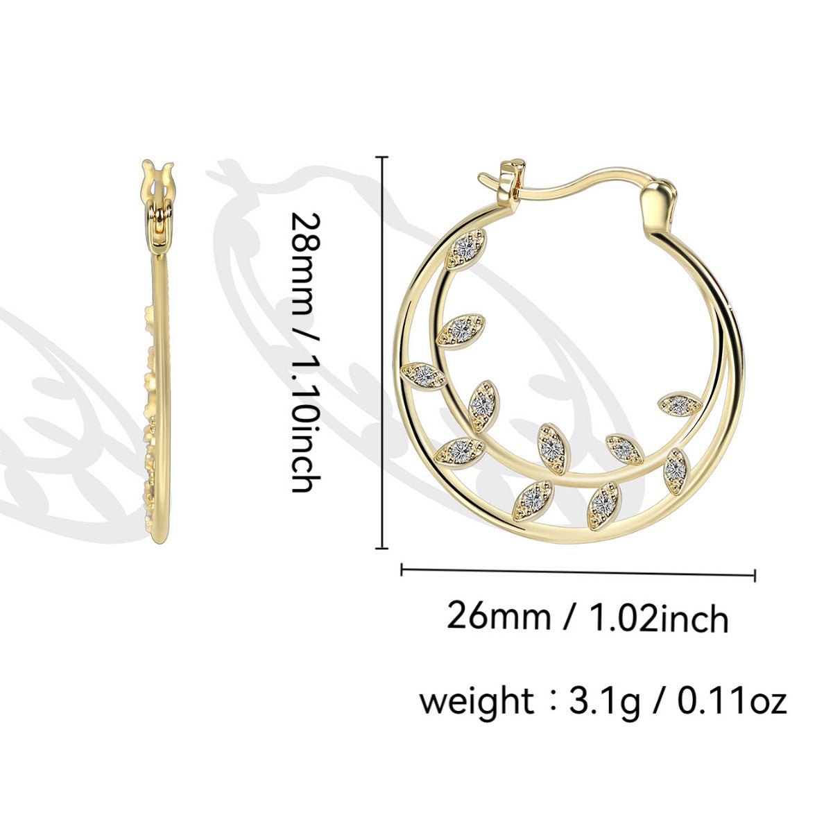 E0349 Fashion Double Circle Earrings Glossy HOOP gold Leaf Large Circle Hoop Earrings for Women