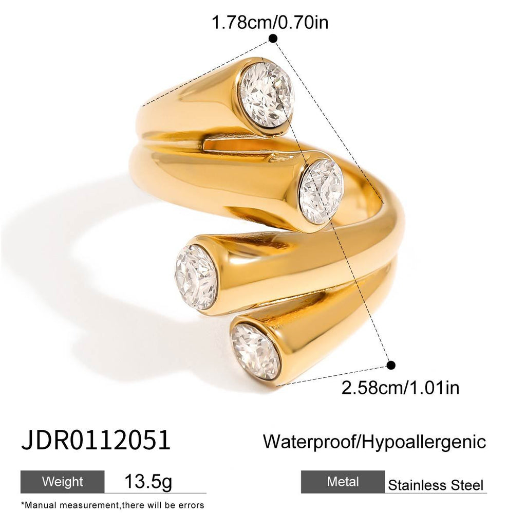 Zircon Ring Non-Fading Jewelry Stainless Steel Accessories rings