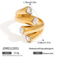 Gold-Plated Stainless Steel Cubic Zirconia Ring — Soft Contour — alternate product view — jewelry finish and design detail