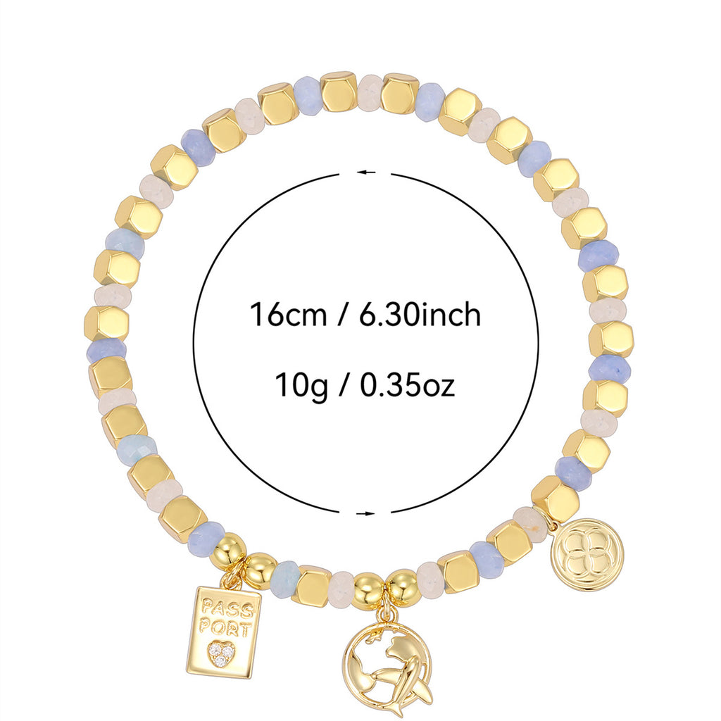 B0325 Universal Aircraft Copper Plating14k Gold Design Beaded Bracelet