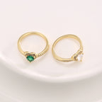 R0569 Fashion Heart-Shaped Pink Zircon Ring for Women Elegant Cute Style Ring