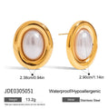 Pearl Vintage Gold-Plated Stainless Steel Stud Earrings — jewelry construction