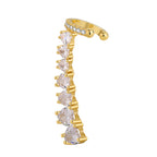 E0714 Fashion High-End Design Heart-Shaped Zircon Full Ear Clip for Women Brass Gold-Plated Vintage Earrings