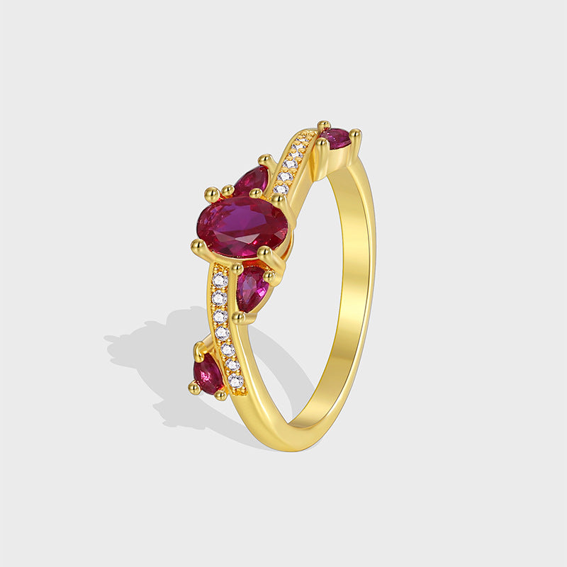 R0430 Fashionable Design Simple Ring for Women with Red Zircon