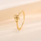 R0297 Japanese and Korean Coconut Tree Design Ring for Women, Copper Plated with Real Gold, Summer Style, Simple