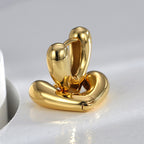 E0588 Fashion Simple Retro Design Earrings for Women Heart-Shaped Copper Gold-Plated Earrings