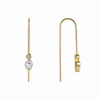 E0364 Manufacturer In Stock Simple and Elegant Water Drop Shape Zircon Ear Hooks for Women Copper Plated with Real Gold Long Style U Trendy Shaped Earrings