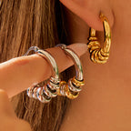 Stainless Steel Color Block Earrings for Women, Non-Fading Stud Earrings Jewelry