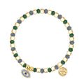 Gold-Plated Brass Beaded Blue CZ Bracelet with Cubic zirconia Detail with gold-tone brass construction — jewelry finish and design detail