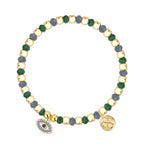 B0306 Design Blue Zircon Eye Bracelet Vintage Chalcedony Stone Beaded