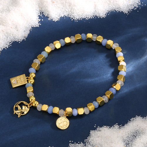 14K Gold-Plated Brass Beaded Bracelet with beaded design details