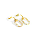 Gold-Plated Brass Geometric CZ Stud Earrings with Cubic zirconia Detail in a gold-tone brass finish