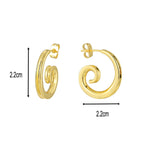 E0630 Fashion Spiral Design Earrings for Women Brass Gold Plated Simple Style Stud Earrings