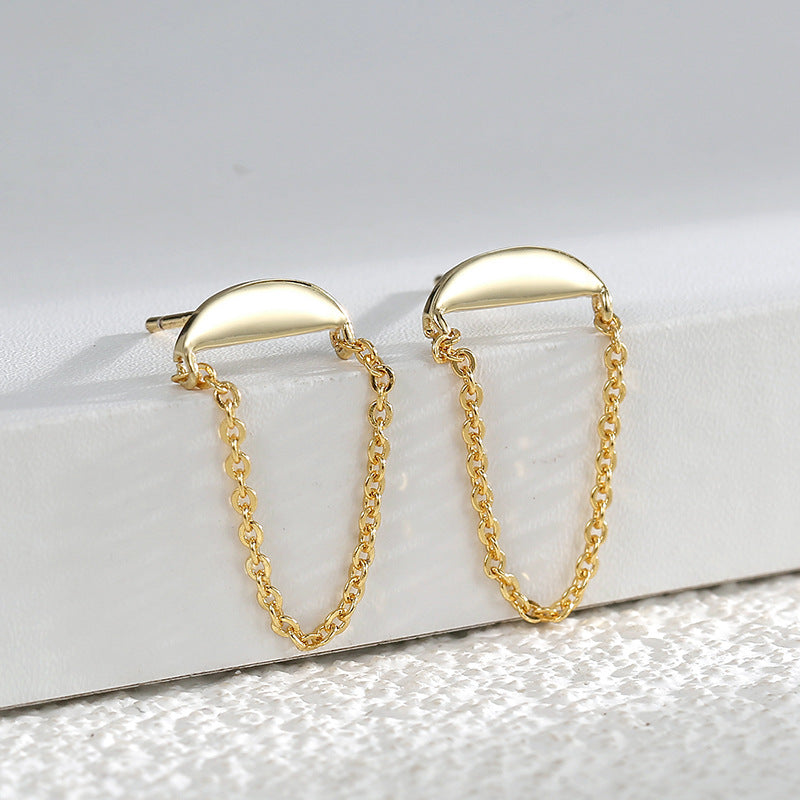 E0402 Jewelry Modern Simple Design Brass Gold-Plated Curved Earrings for Women Long Style U Chain-shaped Earrings