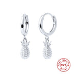 S925Pure Silver Fruit Earrings Pineapple Hoop Earrings Ear Clips Ear Pendants Fashionable Unique Creative Earrings