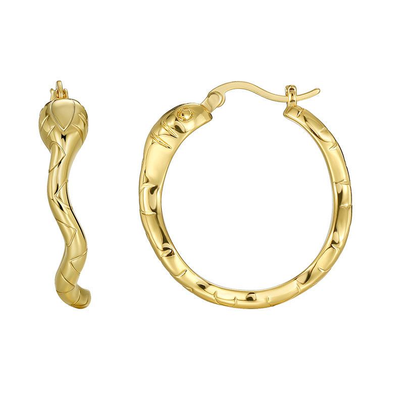 E0494 Simple Design Brass Gold-Plated Snake-Shaped Earrings for Women New Fashion Retro Ear Clips