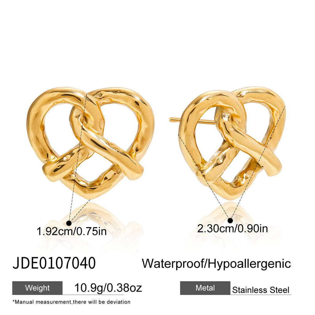 Heart-shaped Earrings Studs Non-fading Ear Jewelry Stainless Steel Accessories for Women