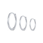 S925Pure Silver Minimalist Smooth Hoop Earrings and Ear Clips Set Hot Selling Trendy Cool Earrings