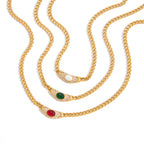 2H Stainless Steel Rhinestone Natural Stone Necklace Accessories Women's Collarbone Chain Jewelry