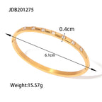 Zircon Bracelet for Women, Non-Fading Open Bangle, Stainless Steel Jewelry