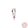 Square Zircon Tassel 925 Sterling Silver Threader Earrings — front view — alternate angle 2 — jewelry finish and design detail