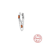 S925Pure Silver Geometric Tassel Chain Square Zircon Pendant Earrings Hoop Earrings New Earrings for Women